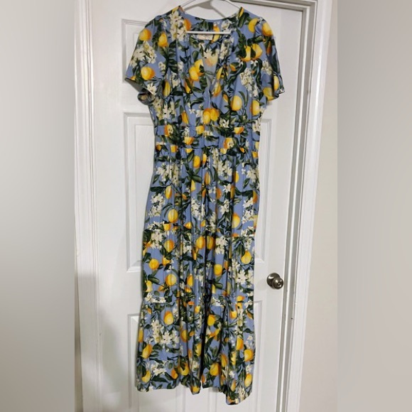 Anthropologie Somerset Maxi Dress Lemon Print XL - Picture 5 of 7